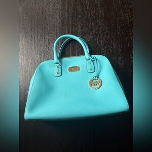 Michael Kors Aqua Saffiano Leather Satchel with Gold Hardware (NEW without Tags)